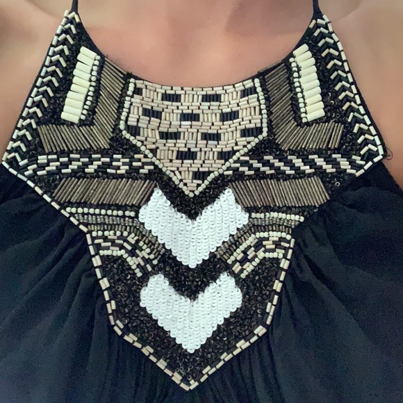 All Saints Black Halter Beaded Silk Dress - Picture 4 of 12